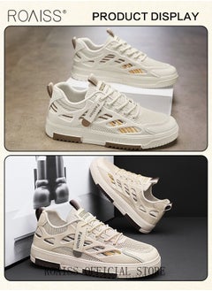 roaiss Men Versatile Casual Sneakers Breathable Running Mesh Shoes Non Slip and Wear Resistant with Plastic Splicing Design Colorblock Sneakers  - Image 5