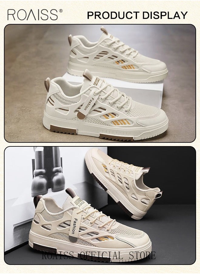 roaiss - Men Versatile Casual Sneakers Breathable Running Mesh Shoes Non Slip and Wear Resistant with Plastic Splicing Design Colorblock Sneakers - Image 1