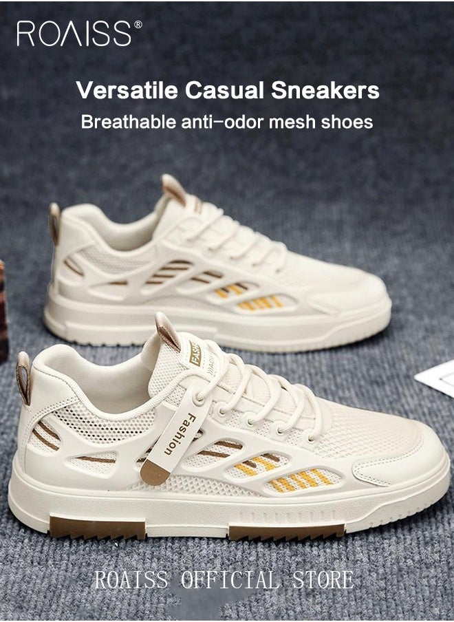 roaiss - Men Versatile Casual Sneakers Breathable Running Mesh Shoes Non Slip and Wear Resistant with Plastic Splicing Design Colorblock Sneakers - Image 1