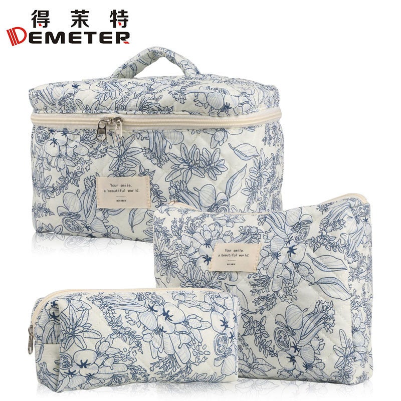 Popular Small Fresh Cute Cotton Cosmetic Bag Niche Portable Wash Storage Bag Floral Ins Cute Box Bag Box - Image 2