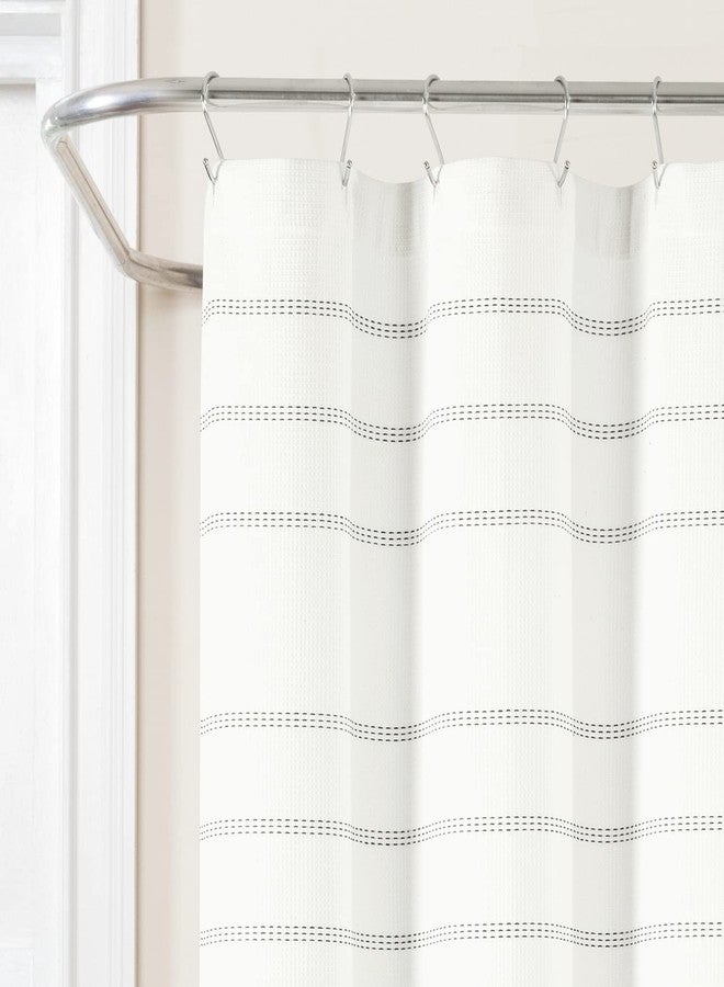 Lush Decor Modern Galaxy Waffle Woven Cotton Shower Curtain, 72" x 72", White & Gray - Image 2