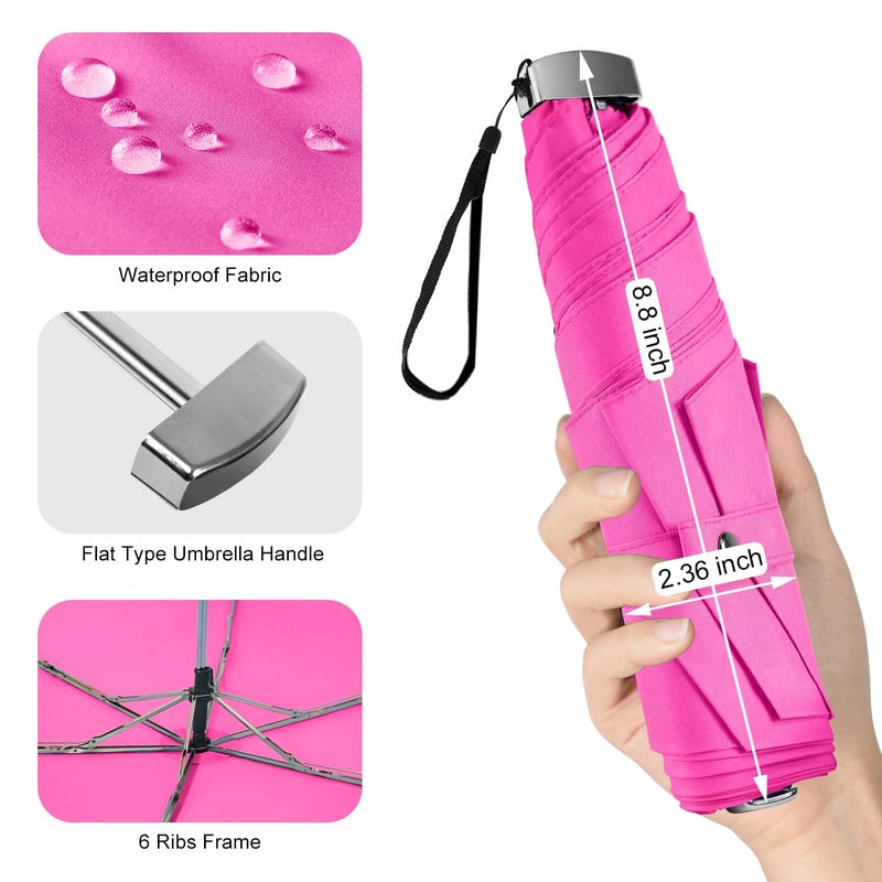 Lejorain Travel Mini Folding Umbrellas - Portable Pocket Size Unbreakable Lighweight Ladies Rain Sun Umbrella Paraguas - Image 3