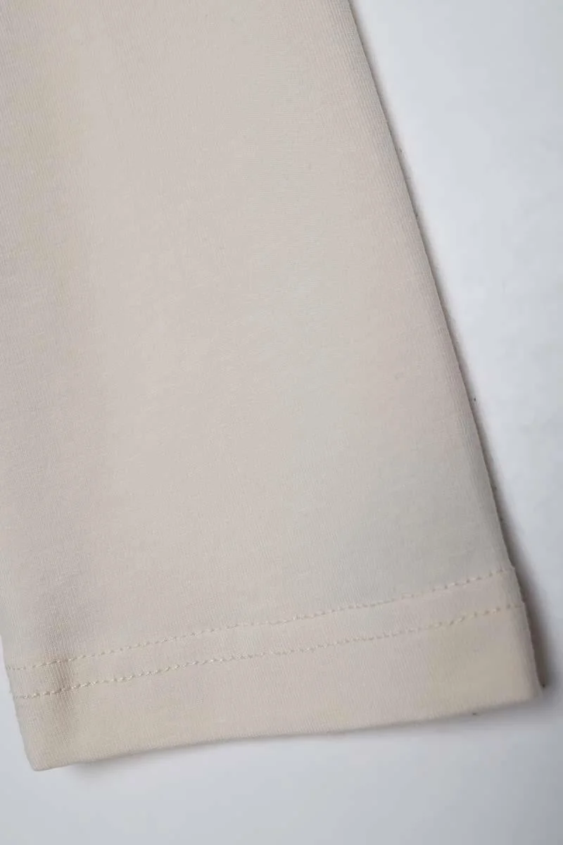 Allday Bone-Cotton Frilled Pocket Combed Cotton Dress