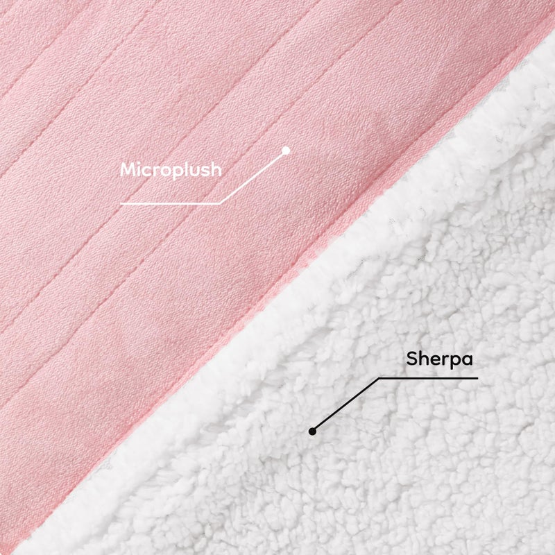 LaffyLo Electric Heated Blanket Full Size 72"x84", Dual-Sided Soft Flannel & Sherpa, LCD Display 10 Heat Settings with 1-12H Timer & Overnight Safe, Bed & Couch, Machine Washable, Light Pink - Image 4