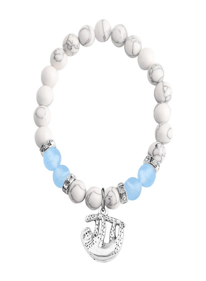 MYOSPARK Sloth Gift Sloth Charm Bracelet Sloth Lover Gift Inspirational Sloth Gifts Sloth Pendants Jewelry for Women (Sloth bead BR) - Image 2