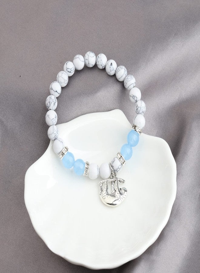 MYOSPARK Sloth Gift Sloth Charm Bracelet Sloth Lover Gift Inspirational Sloth Gifts Sloth Pendants Jewelry for Women (Sloth bead BR) - Image 5