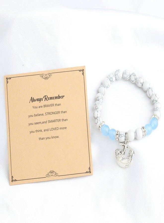 MYOSPARK Sloth Gift Sloth Charm Bracelet Sloth Lover Gift Inspirational Sloth Gifts Sloth Pendants Jewelry for Women (Sloth bead BR) - Image 3