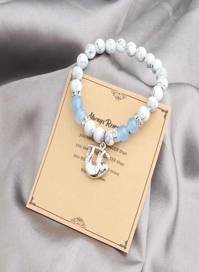 MYOSPARK Sloth Gift Sloth Charm Bracelet Sloth Lover Gift Inspirational Sloth Gifts Sloth Pendants Jewelry for Women (Sloth bead BR) - Image 4