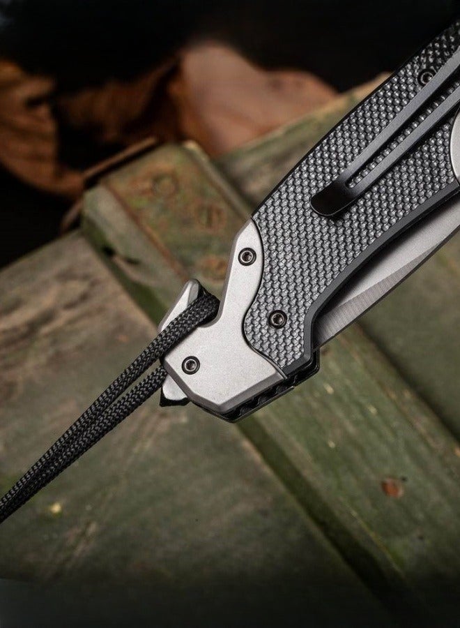 Multifunctional Stainless Steel Folding Knife G10 Handle All-Steel Portable Outdoor Folding Knife Outdoor Camping Fruit Knife