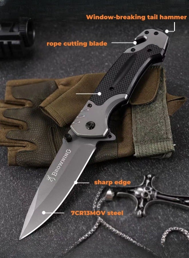 Multifunctional Stainless Steel Folding Knife G10 Handle All-Steel Portable Outdoor Folding Knife Outdoor Camping Fruit Knife