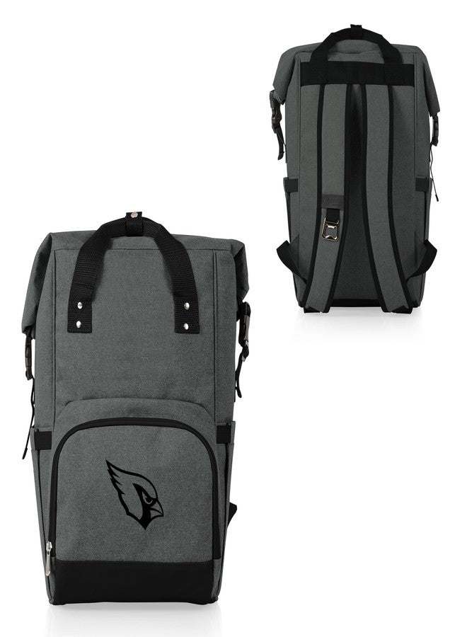 PICNIC TIME NFL Arizona Cardinals OTG Roll-Top Cooler Backpack - Hiking Backpack Cooler - Soft Cooler Bag, (Heathered Gray) - Image 5