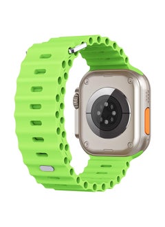 Color Fans Soft Silicone Ocean Sports Strap Compatible Apple Watch Ultra 49mm 45mm 44mm 42mm for Men Women, Adjustible Watch Band for Apple Watch Ultra/SE/Series 9/8/7/6/5/4/3/2/1 - Apple Green  - Image 2