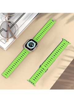 Color Fans Soft Silicone Ocean Sports Strap Compatible Apple Watch Ultra 49mm 45mm 44mm 42mm for Men Women, Adjustible Watch Band for Apple Watch Ultra/SE/Series 9/8/7/6/5/4/3/2/1 - Apple Green  - Image 3
