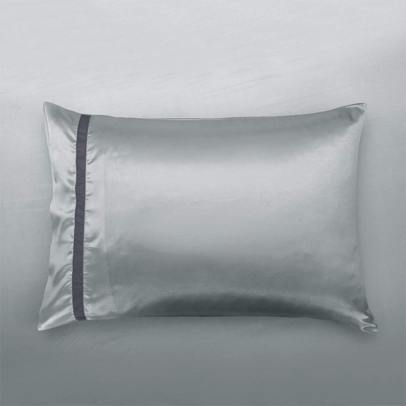 RevenRella 6 Piece Satin Sheet Set European Style Bedding Sets Deep Pocket 1800 Rich Silk Velet Ribbon Super Soft 4 Pillowcases Wrinkle Fade Resistant Esay Care Machine Wash (Light Grey,King) - Image 2
