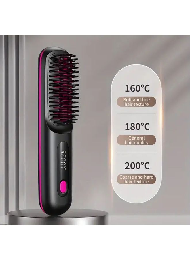 White Portable Wireless Hair Straightener USB Charging 3 Temperature Settings LED Display Lightweight Travel Gift - Image 3