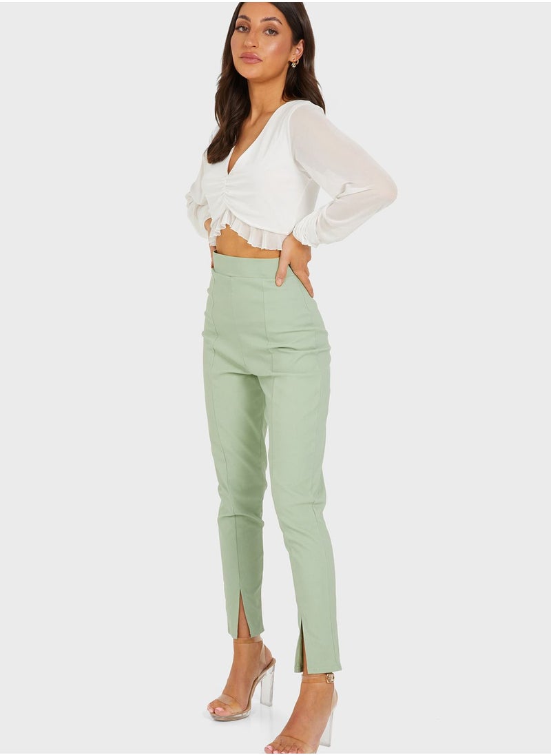 QUIZ - Mesh Detail Crop Top - Image 1