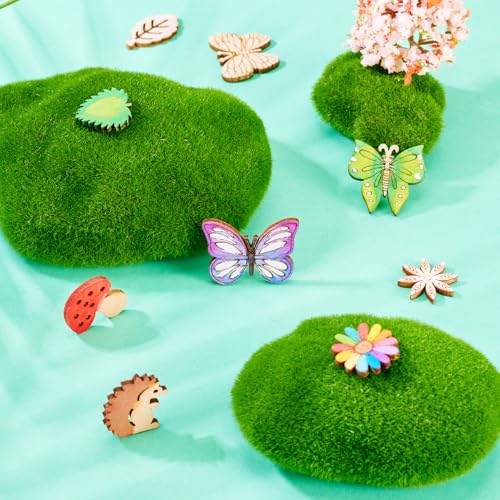 EEE ELECRELIVE Elecrelive 300pcs Assorted Unfinished Wooden Cutouts Flower Leaf Butterfly Small Blank Wood Slice Pieces Ornaments Hanging Embellishments for DIY Art Crafts Projects Decoration - Image 3