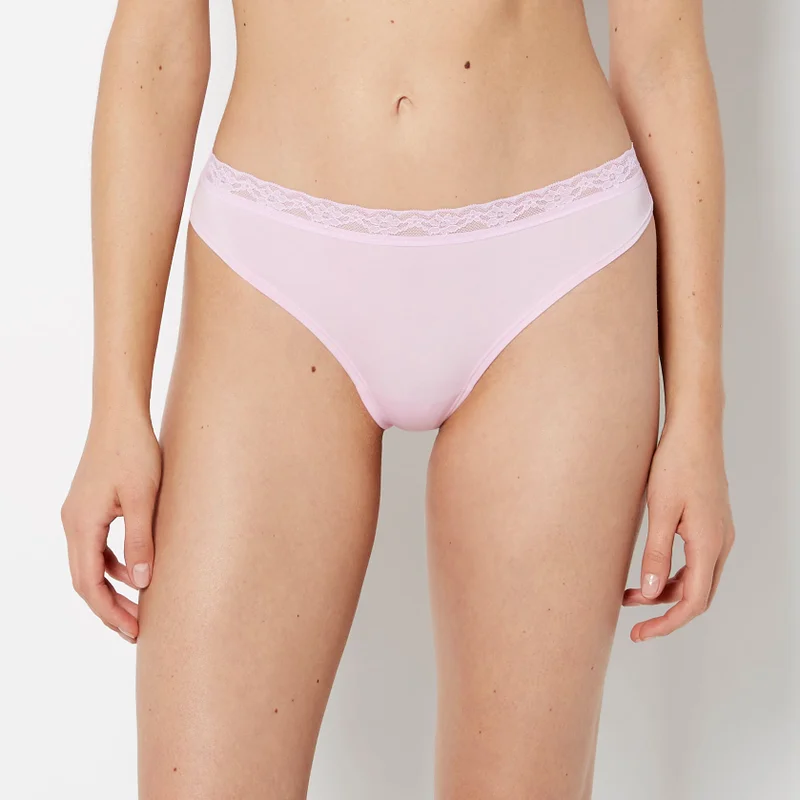 La Senza La Senza Ultrasoft Modal Cheeky Thong Panty with Lace Trim