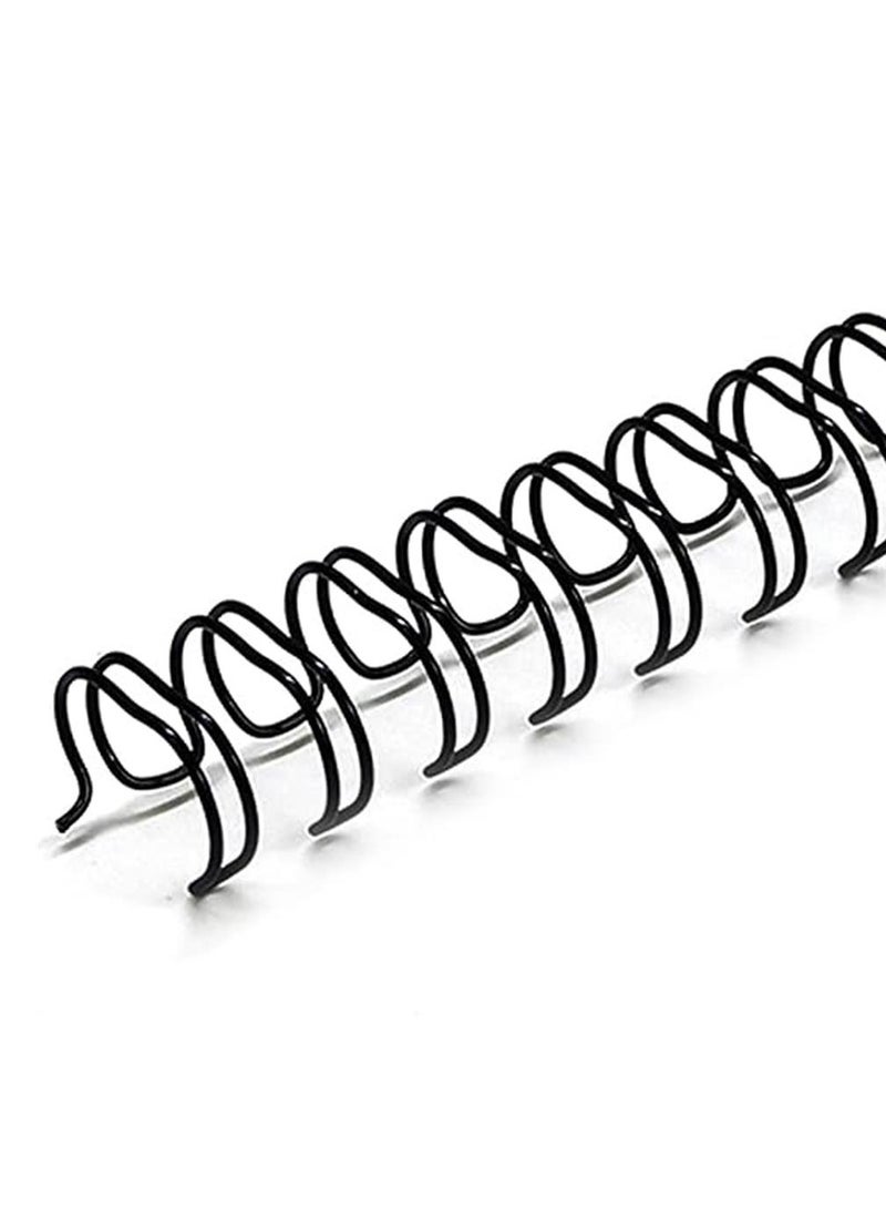 3:1 Pitch Double Loop Wire Binding Rings, 7.9mm Spine Diameter, 34 Holes, Black, 100pcs/Box - Image 1