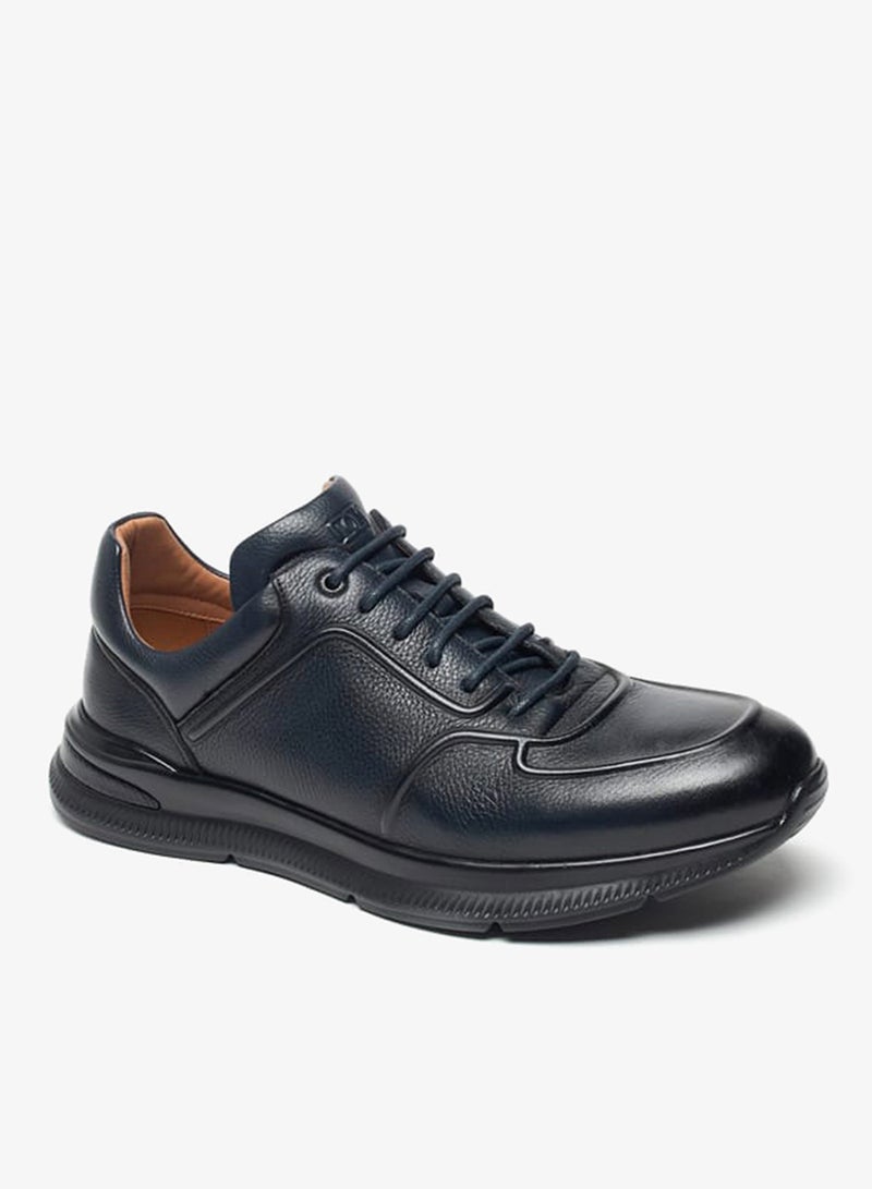 DUCHINI Mens Textured Lace-Up Low Ankle Sneakers - Image 3