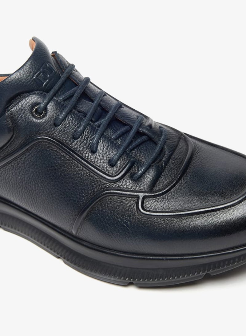 DUCHINI Mens Textured Lace-Up Low Ankle Sneakers - Image 5