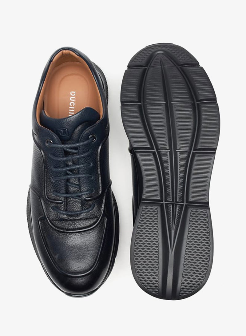 DUCHINI Mens Textured Lace-Up Low Ankle Sneakers - Image 4