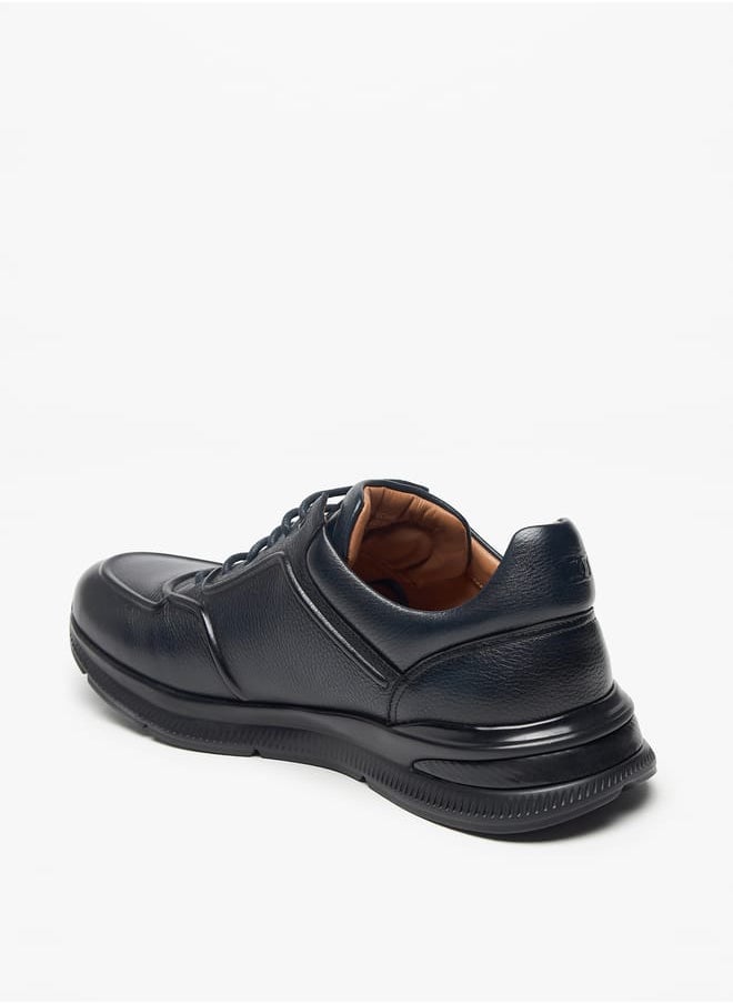 DUCHINI Mens Textured Lace-Up Low Ankle Sneakers  - Image 2