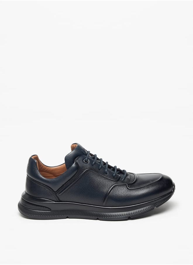 DUCHINI Mens Textured Lace-Up Low Ankle Sneakers  - Image 3