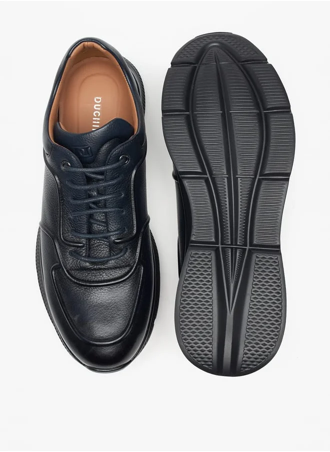 DUCHINI Mens Textured Lace-Up Low Ankle Sneakers