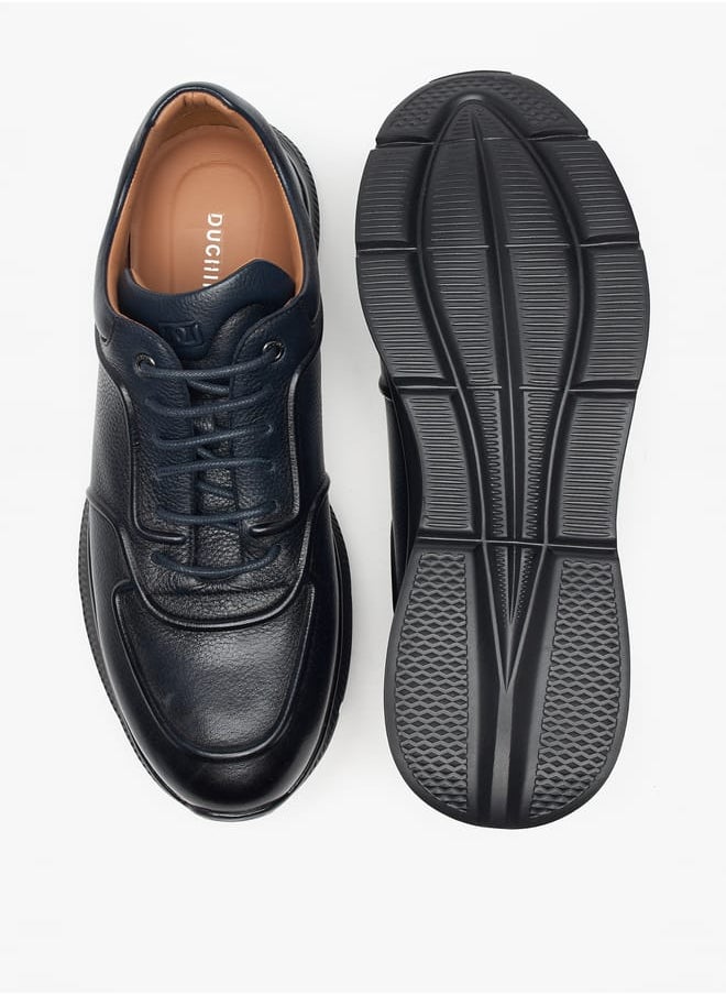 DUCHINI Mens Textured Lace-Up Low Ankle Sneakers  - Image 4