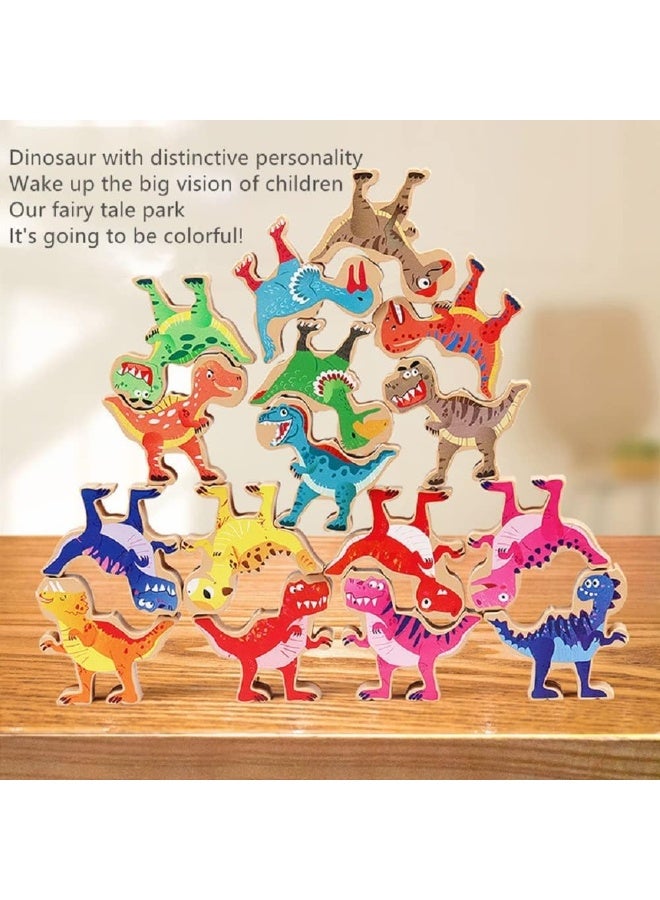 كيلا ألعاب الديناصورات، لعبة توازن المكعبات الخشبية، ألعاب ديناصورات للأطفال الصغار مع البولينج وعوارض التوازن، ألعاب ديناصورات للأطفال من 3 إلى 5 سنوات، ألعاب مونتيسوري لمرحلة ما قبل المدرسة للأطفال - Image 3