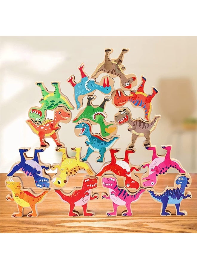 كيلا ألعاب الديناصورات، لعبة توازن المكعبات الخشبية، ألعاب ديناصورات للأطفال الصغار مع البولينج وعوارض التوازن، ألعاب ديناصورات للأطفال من 3 إلى 5 سنوات، ألعاب مونتيسوري لمرحلة ما قبل المدرسة للأطفال - Image 1