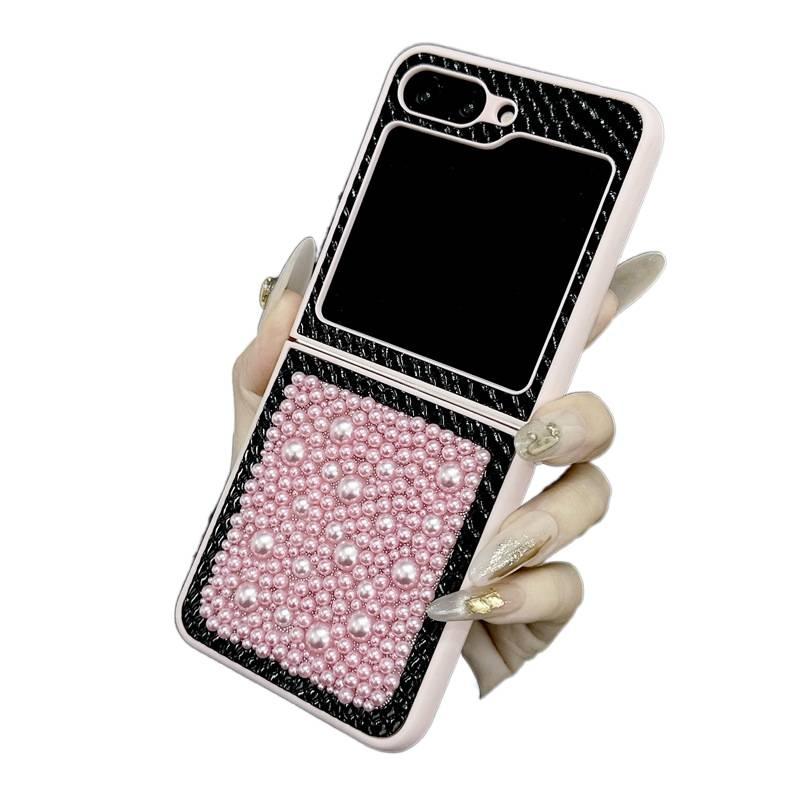 غطاء واقي، وردي Plastic، مقاوم للصدمات لـ Samsung Galaxy Z Flip 5 من البلاستيك باللون الوردي للاستخدام الخارجي سهل الحمل للاستخدام الشخصي - Image 1