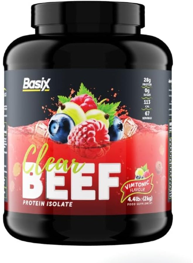 Basix Clear Beef Protein Isolate Vimtonic 33 Servings,998g – Refreshing High-Protein Lean Muscle Drink - Image 1