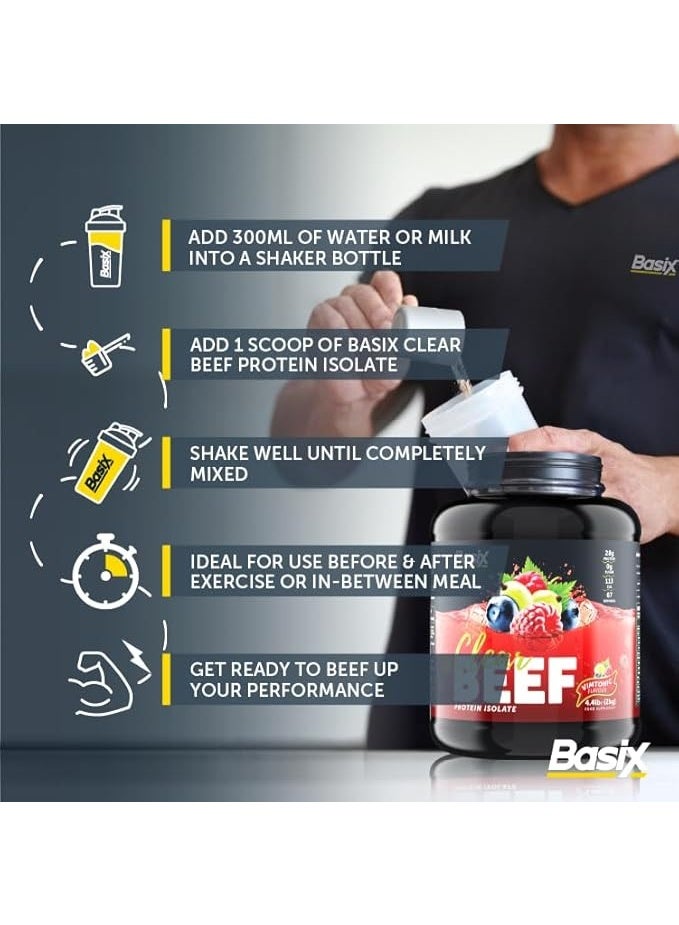 Basix Clear Beef Protein Isolate Vimtonic 33 Servings,998g – Refreshing High-Protein Lean Muscle Drink - Image 3