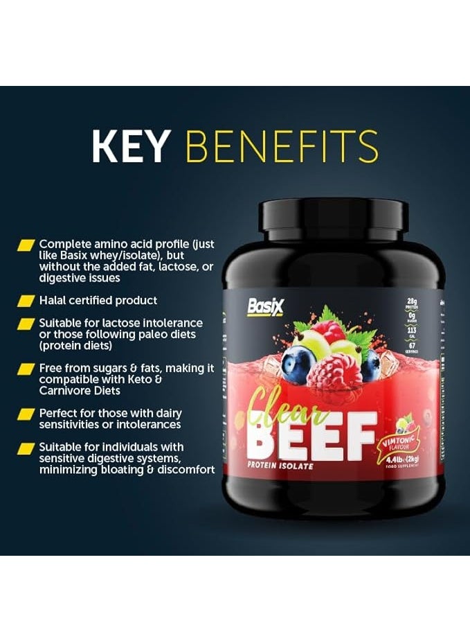 Basix Clear Beef Protein Isolate Vimtonic 33 Servings,998g – Refreshing High-Protein Lean Muscle Drink - Image 4