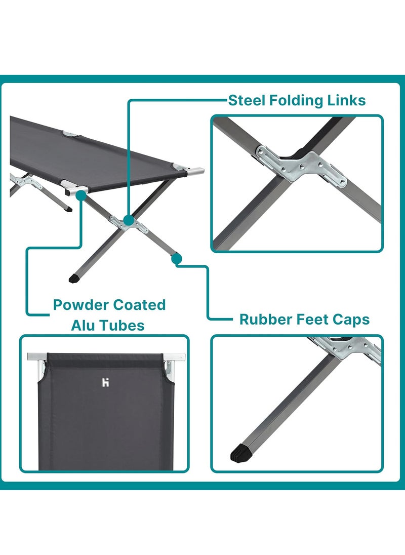 GO2CAMPS Heavy Duty Foldable Camping Bed With Carry Bag | Sun Lounger | Travel Bed | Camping Cot | Portable Multifunctional Trip Bed For Hiking, Beach, Desert, Home,Offices,Traveling | Military-Grade Portable Sleeping Bed With 190Cm Length, 65Cm Width, And 42Cm Height – Ideal For Camping, Hiking, And Outdoor Adventures  - Image 4