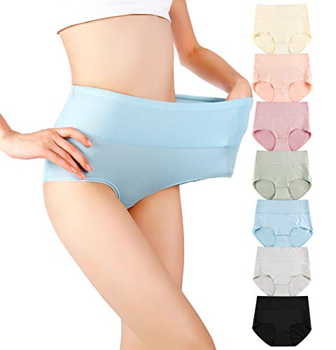cauniss Cotton Panties High Waisted C Section Recovery Postpartum Soft Full Coverage Underwear for Women(7 Pack) (multicolor, Medium) - Image 1