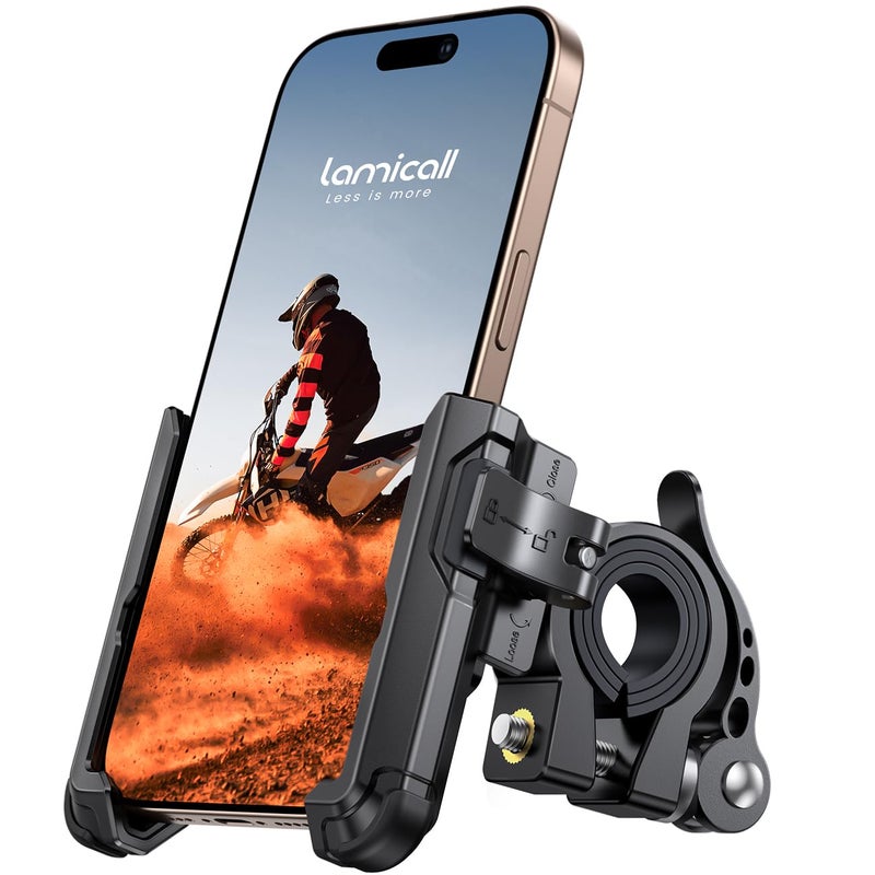 Lamicall Motorcycle Bike Phone Mount No Block Camera 1s Lock Bike Cell Phone Holder Clamp Bicycle Scooter Handlebar Clip Gifts for iPhone 17 16 15 14 Pro Max Galaxy S25 Ultra 477 Phones - Image 3