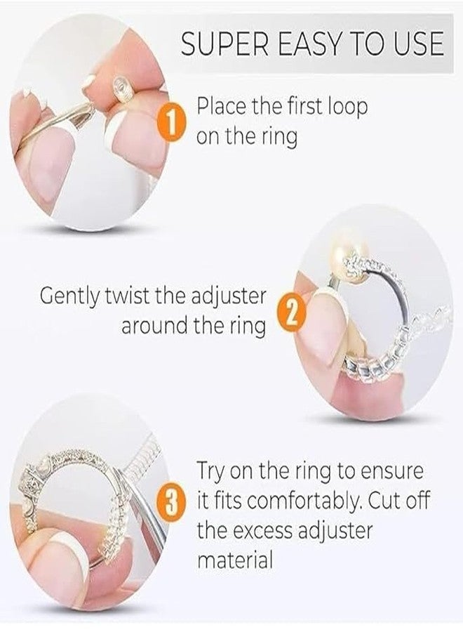 ELOTES Gold Ring Size Adjuster for Loose Rings – Invisible Silicone Fit Reducer Set with 4 Spiral Wraps for Women & Men – Ring Sizer for Comfortable Wear – Transparent, Flexible (4pcs) - Image 2