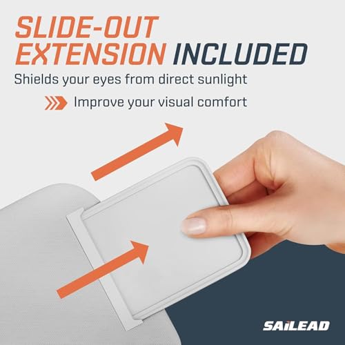 SAILEAD بديل مظلة الشمس الجانبية للسائق من SAILEAD مع ضوء متوافق مع نيسان باثفايندر 2013-2018 وإنفينيتي QX60 2014-2017، رمادي - Image 4