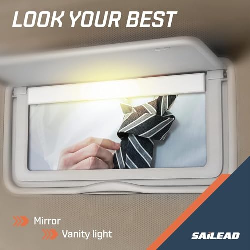 SAILEAD بديل مظلة الشمس الجانبية للسائق من SAILEAD مع ضوء متوافق مع نيسان باثفايندر 2013-2018 وإنفينيتي QX60 2014-2017، رمادي - Image 5