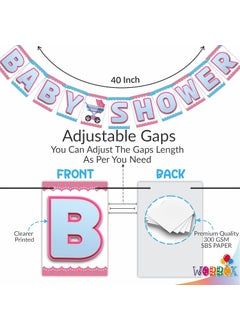 WOBBOX WOBBOX Baby Shower Combo of Party Props 16 Pcs & Blue Color Baby Shower Bunting Banner, with Mommy to be Rose Red Sash, Baby Shower Decoration Item (Pack of 3)  - Image 2