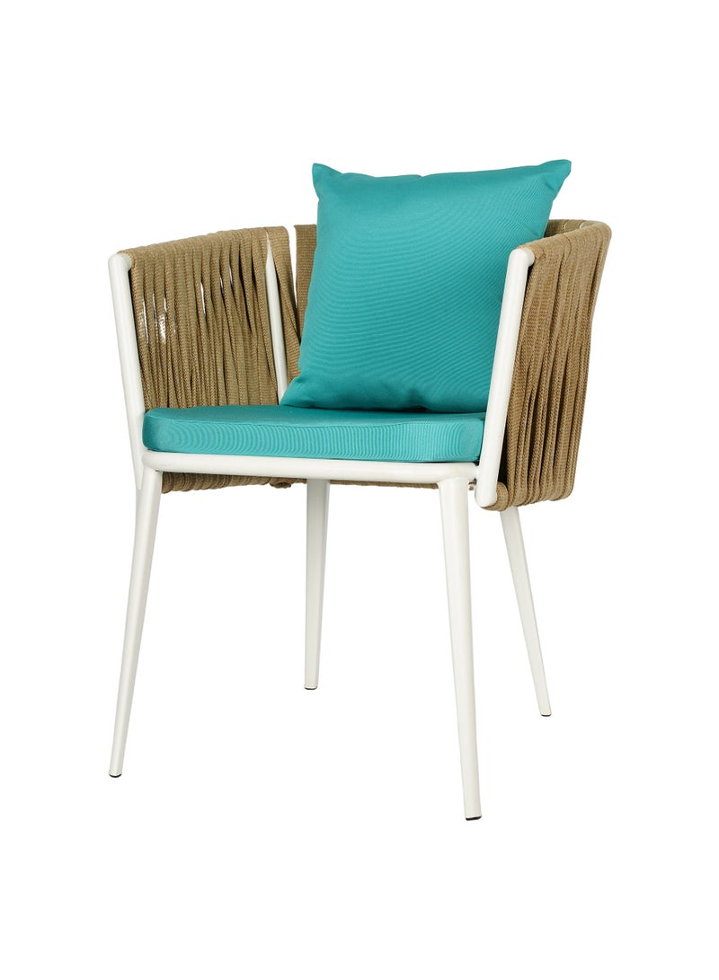 LANNY Jeffcoco Furniture Outdoor garden Bistro chair, patio furniture, woven metal frame, sponge seat, Outdoor club chair, waterproof blue cushion 1 piece  - Image 1
