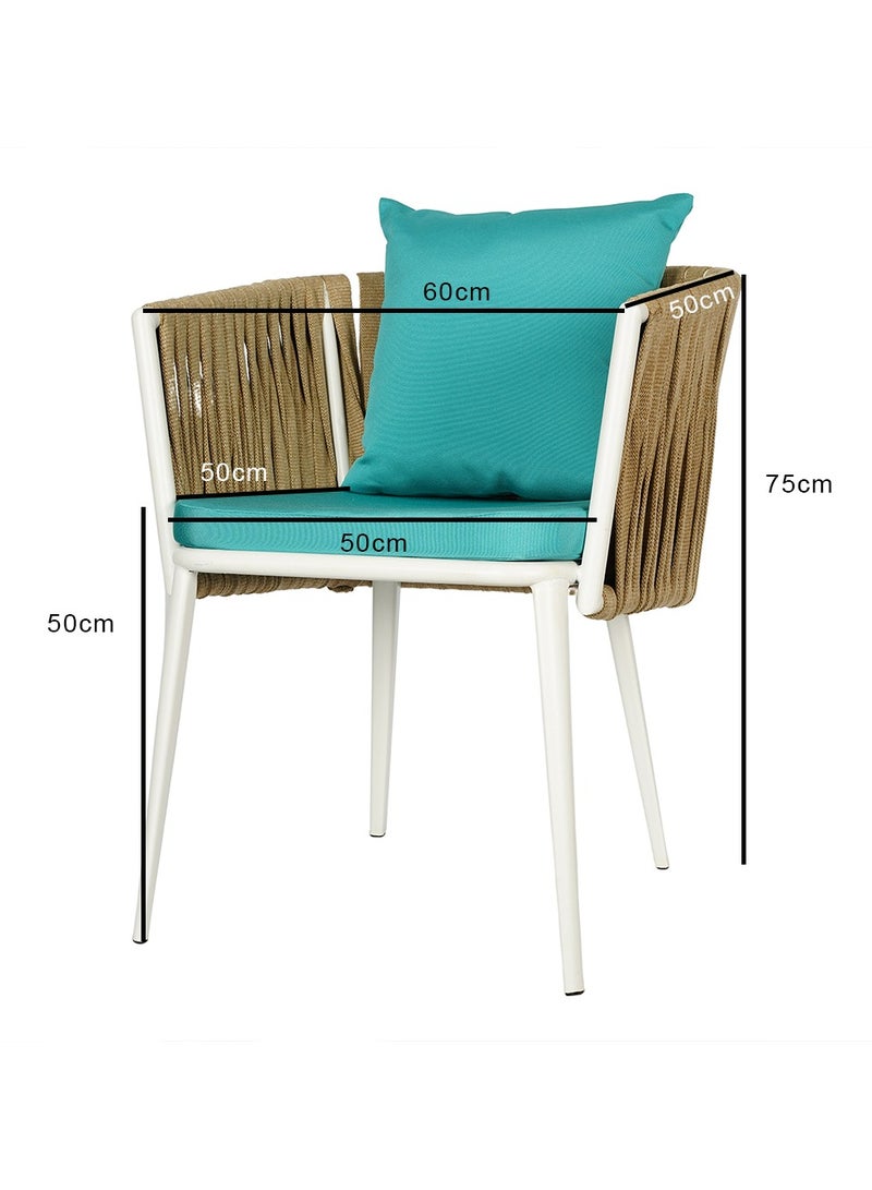 LANNY Jeffcoco Furniture Outdoor garden Bistro chair, patio furniture, woven metal frame, sponge seat, Outdoor club chair, waterproof blue cushion 1 piece  - Image 3