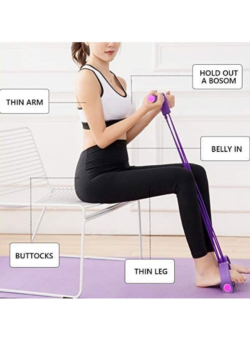 CAMPANAS 4 Piece Yoga Resistance Band Set, Elastic Pull Rope, Sit Up Training Rope, Yoga Rings, Tensioners Combination Training Doubles The Effect,Exercise Legs, Arm, and Buttocks , Fitness and Body Shaping Make Figure Beautiful ,for Stretch Training, Losing Weight, Physical Therapy and Recovery.(Purple) - Image 5