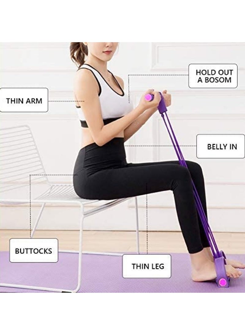 CAMPANAS - 4 Piece Yoga Resistance Band Set, Elastic Pull Rope, Sit Up Training Rope, Yoga Rings, Tensioners Combination Training Doubles The Effect(Purple) - Image 1