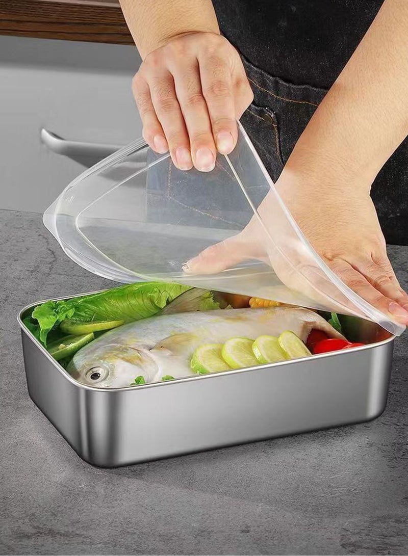 3 pieces stainless steel square plate with lid 25*20cm  - Image 2