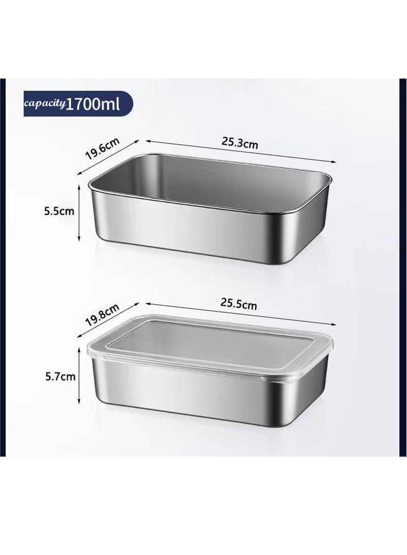 3 pieces stainless steel square plate with lid 25*20cm  - Image 3