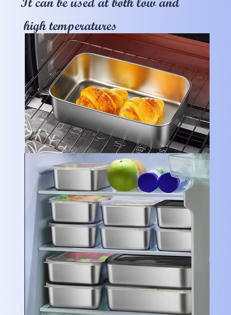 3 pieces stainless steel square plate with lid 25*20cm  - Image 5